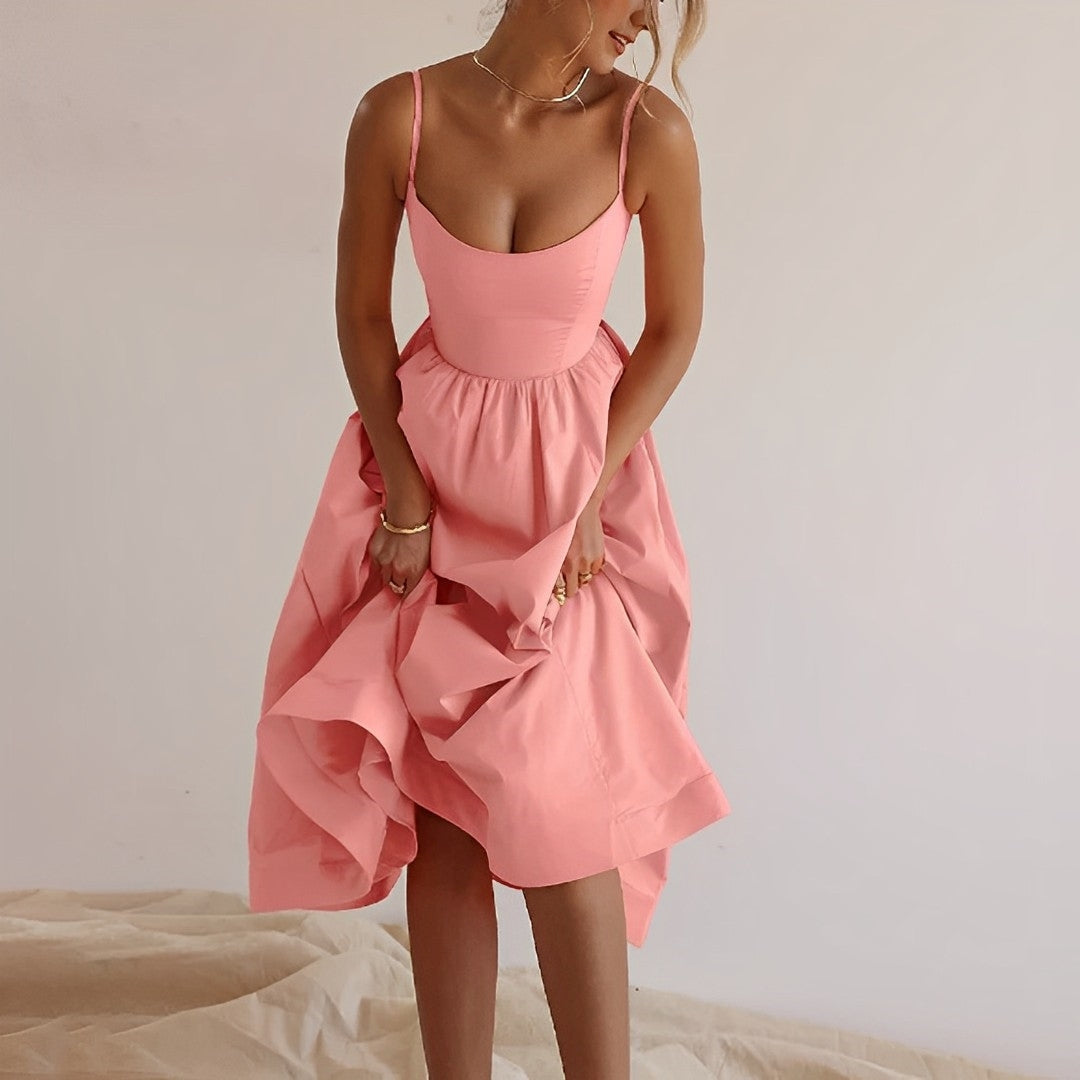 Elegant A-Line Cocktail Midi Dress