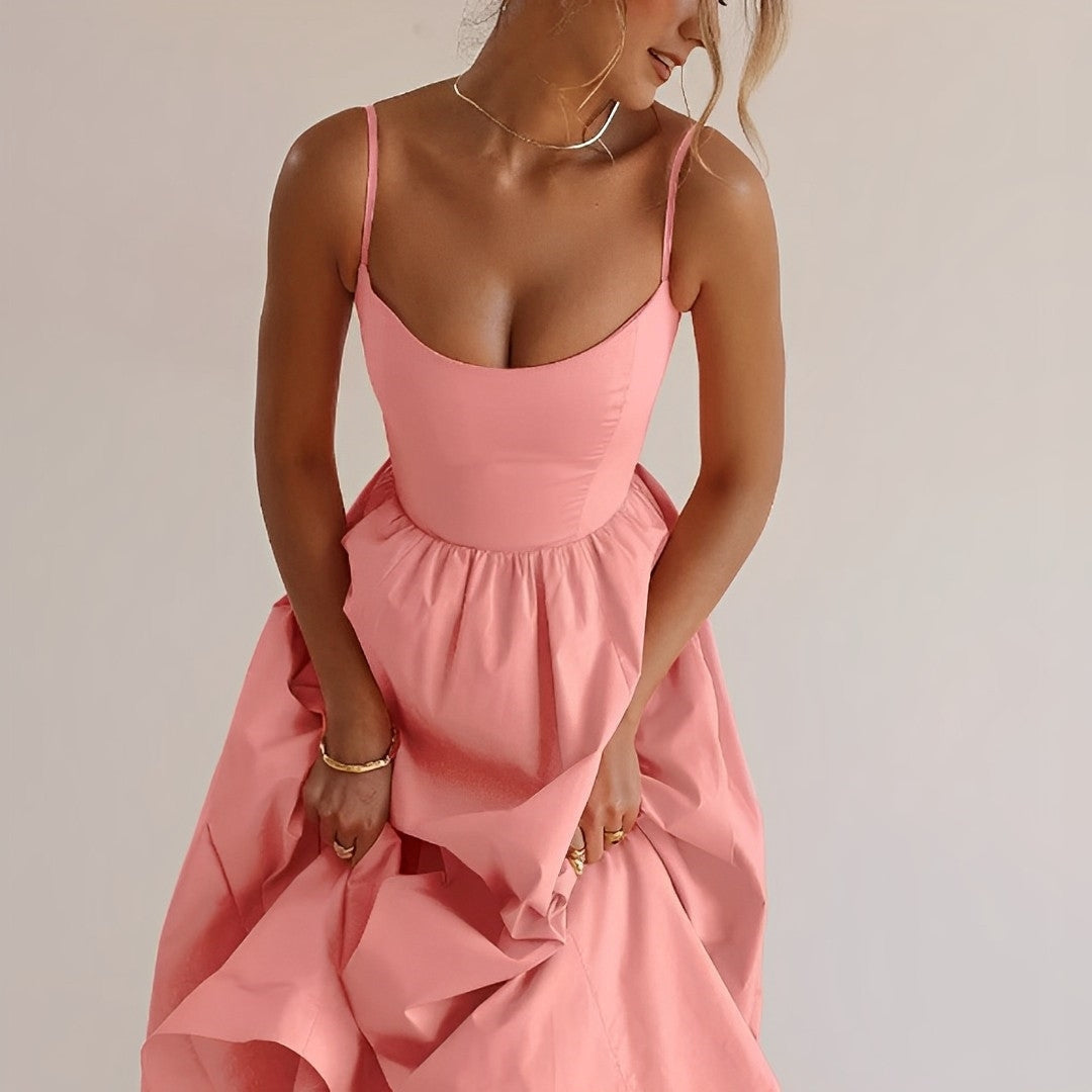 Elegant A-Line Cocktail Midi Dress