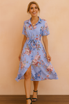 Elegant Belted Midi Shirt Dress with Slit | Refined Women's Wear
