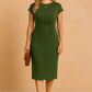 Elegant Crepe V-Neck Ruched Summer Dress | Refined Women's Wear