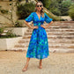 Elegant Flowing Midi Dress With Floral Print