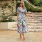 Elegant Flowing Midi Dress With Floral Print