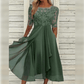 Elegant Flowy Women's Dress With Lace Bodice
