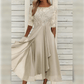 Elegant Flowy Women's Dress With Lace Bodice