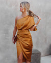Elegant One-Shoulder Satin Navy Cocktail Dress
