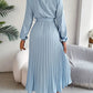 Elegant Pleated Midi Wedding Guest Dress With  Belted Waist