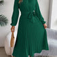Elegant Pleated Midi Wedding Guest Dress With  Belted Waist