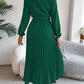 Elegant Pleated Midi Wedding Guest Dress With  Belted Waist