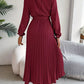 Elegant Pleated Midi Wedding Guest Dress With  Belted Waist