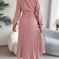 Elegant Pleated Midi Wedding Guest Dress With  Belted Waist