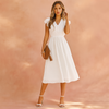 Elegant Ruffle Sleeve Midi Summer Dress | Refined Women's Wear