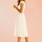 Elegant Ruffle Sleeve Midi Summer Dress | Refined Women's Wear