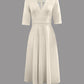 Elegant V-Neck Flared Midi Dress for Wedding Guest Occasions
