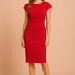 Elegant V-Neck Long Sleeve Pleated Tie-Waist Midi Dress