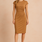 Elegant V-Neck Long Sleeve Pleated Tie-Waist Midi Dress
