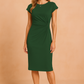 Elegant V-Neck Long Sleeve Pleated Tie-Waist Midi Dress