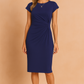 Elegant V-Neck Long Sleeve Pleated Tie-Waist Midi Dress