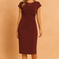 Elegant V-Neck Long Sleeve Pleated Tie-Waist Midi Dress