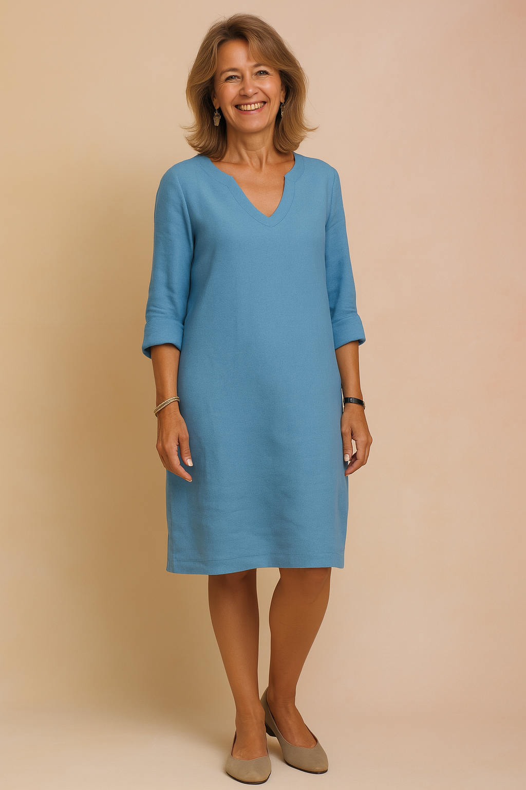 Elegant V-Neck Sleeveless Midi Dress | Refined Women's Wear