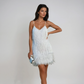 Feather Trim Mini Dress With Shimmer For Parties