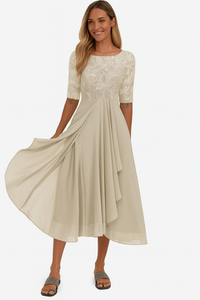 Feminine A-Line Summer Midi Dress for Refined Daytime Occasions