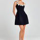 Floral Appliqué Mini Dress With 3D Flowers