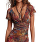 Floral Bodycon Dress – Elegant V-Neck Summer Wedding Guest Essential
