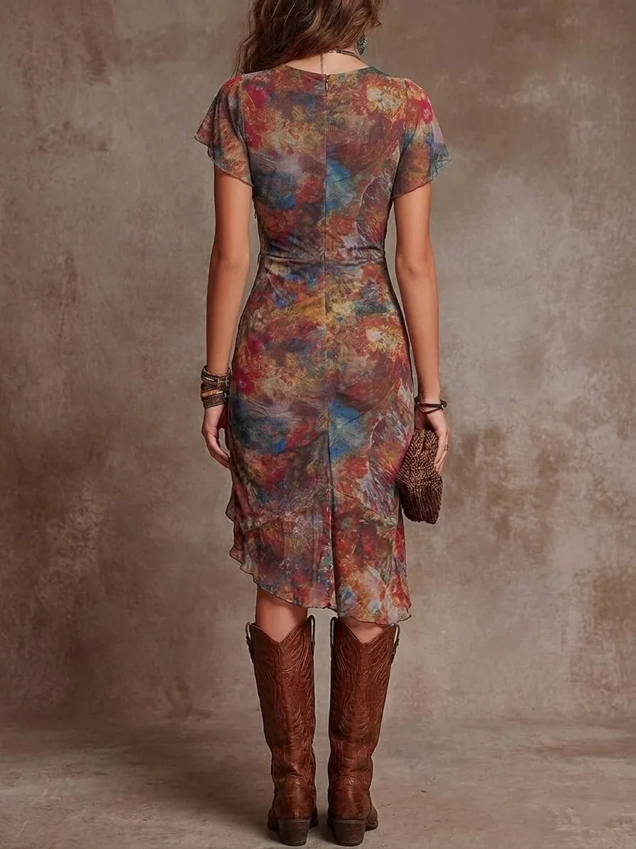 Floral Bodycon Dress – Elegant V-Neck Summer Wedding Guest Essential