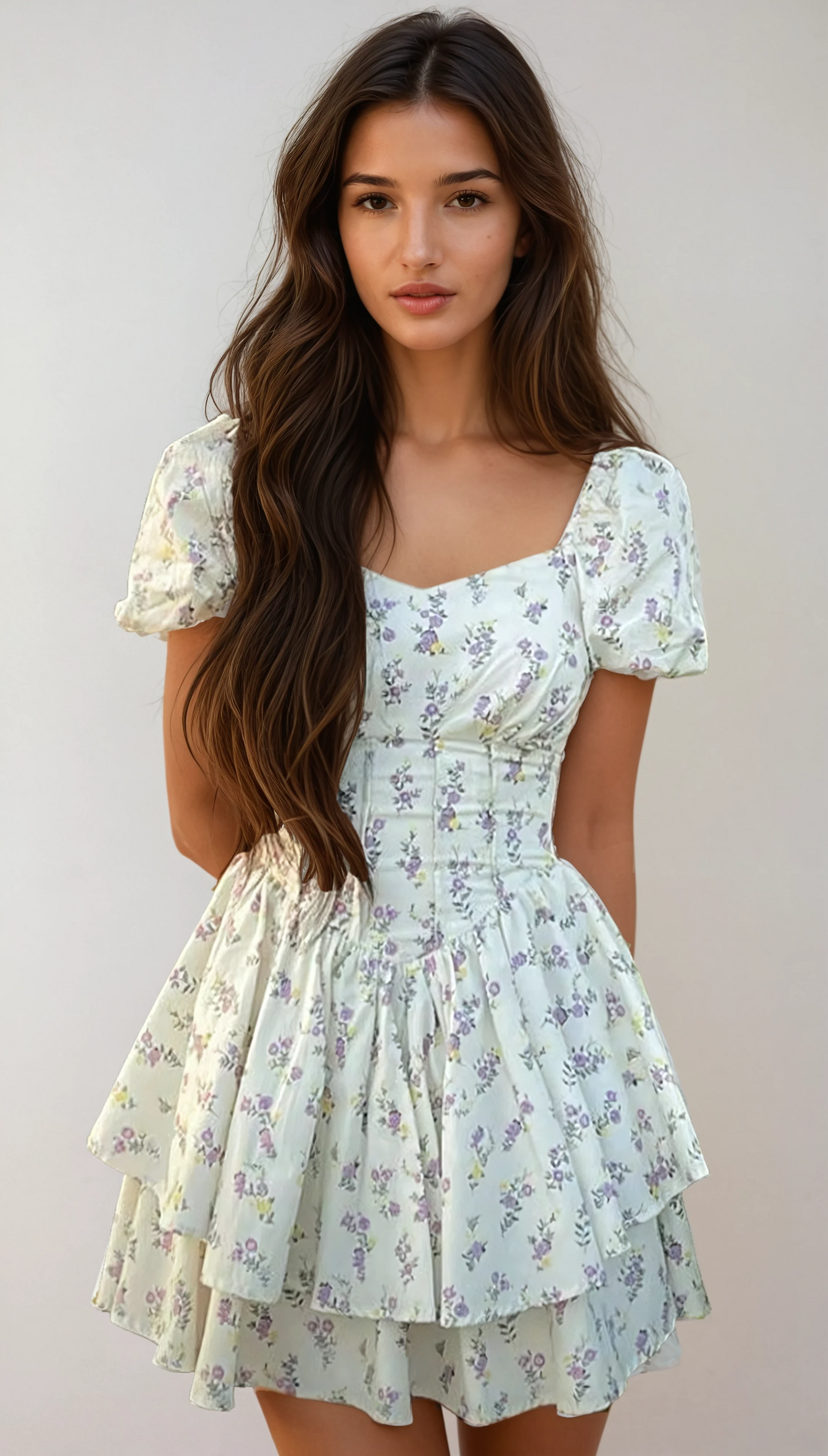 Floral Corset Mini Dress With Sweetheart Neckline