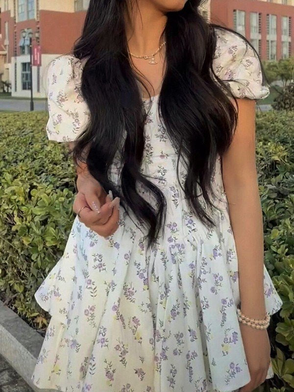 Floral Corset Mini Dress With Sweetheart Neckline