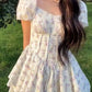 Floral Corset Mini Dress With Sweetheart Neckline