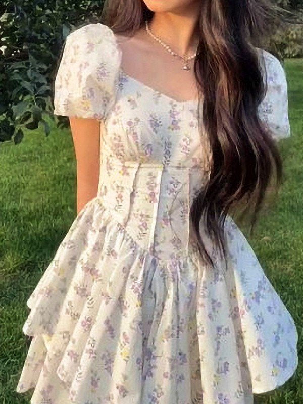 Floral Corset Mini Dress With Sweetheart Neckline