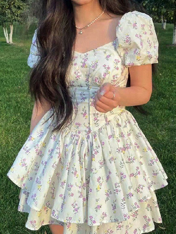 Floral Corset Mini Dress With Sweetheart Neckline