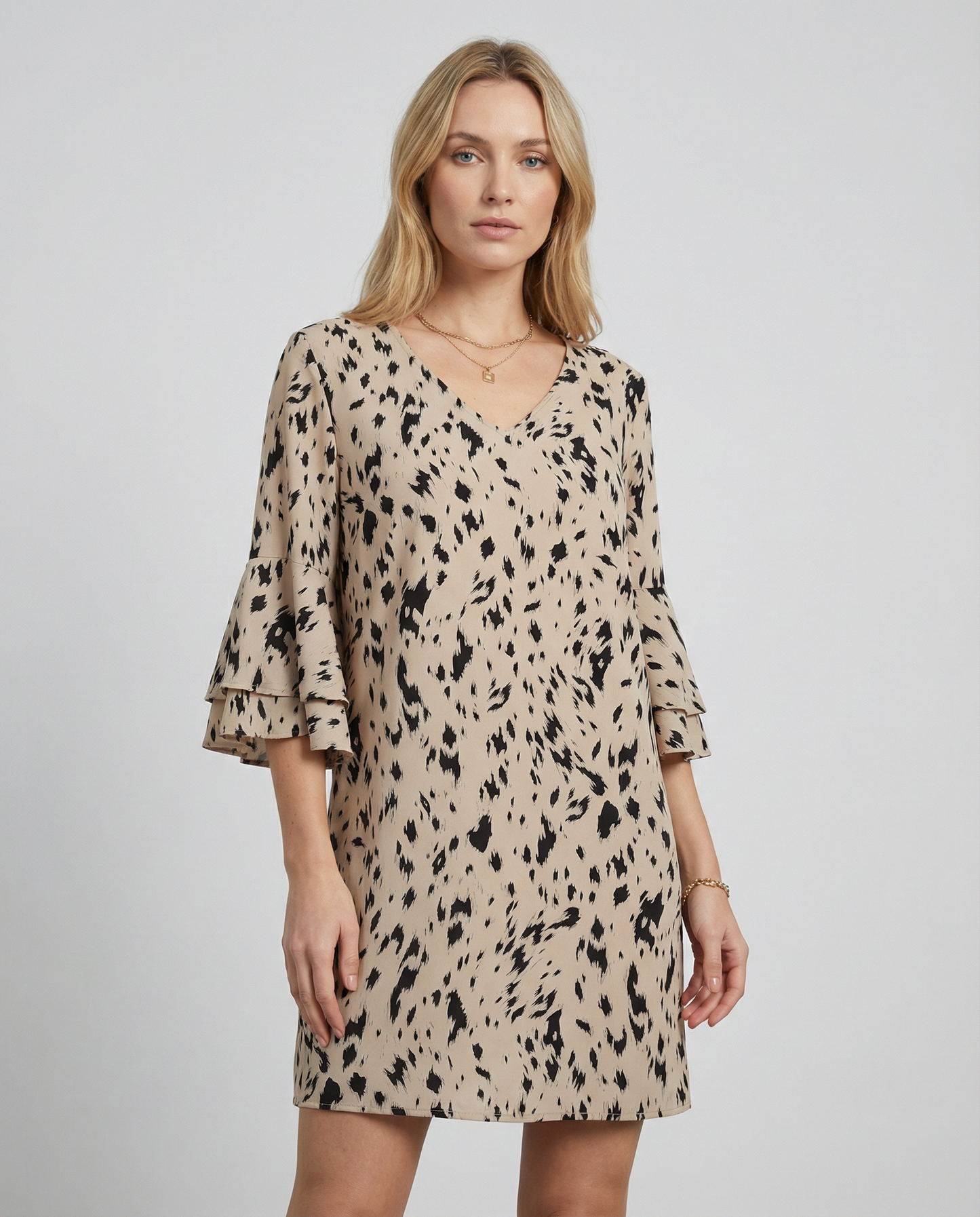 Floral Elegance Double-Layer Dress – Playful Flare Sleeves for Summer Gatherings