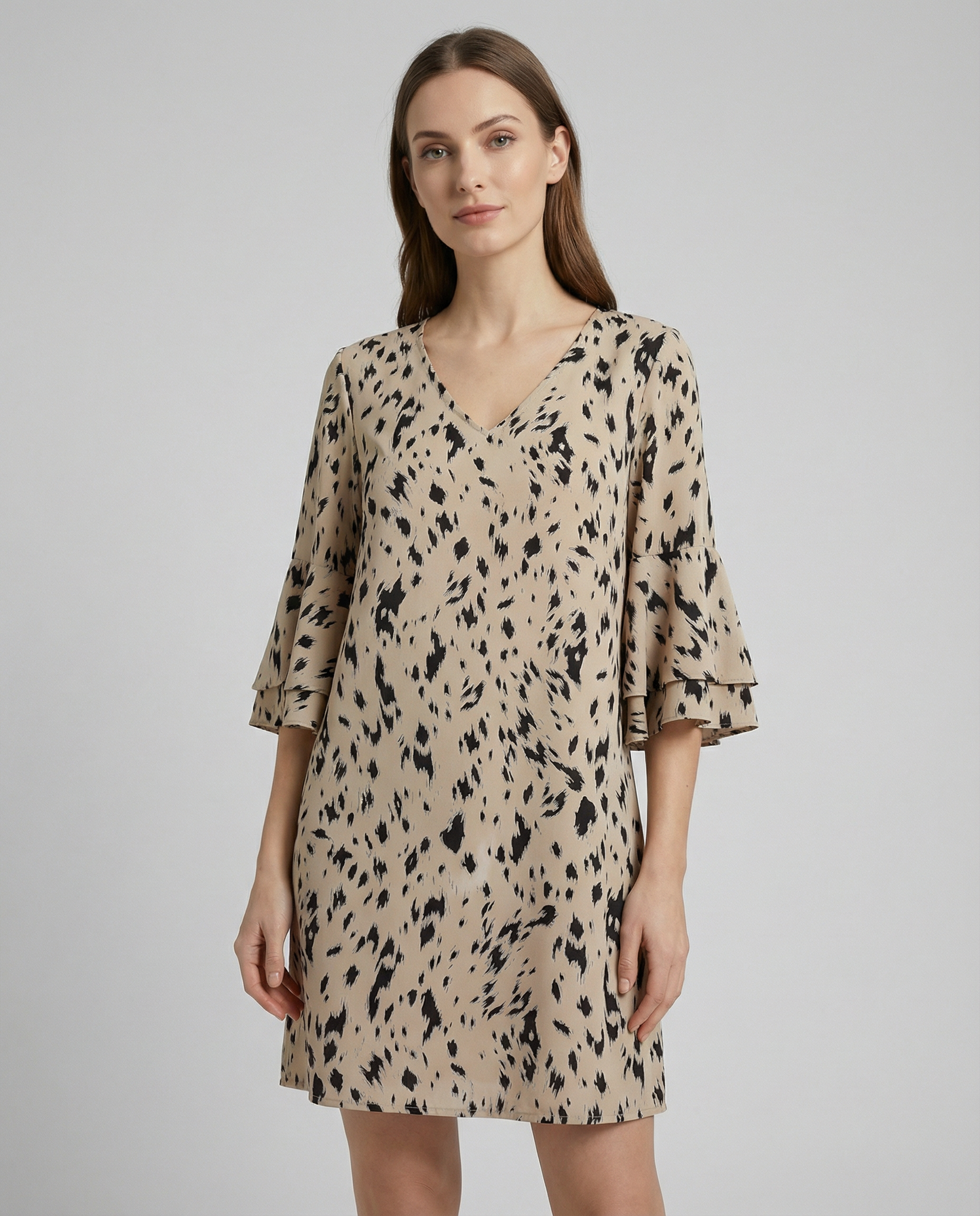 Floral Elegance Double-Layer Dress – Playful Flare Sleeves for Summer Gatherings