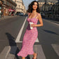 Floral Printed Ruffle Strap Midi Dress Casual