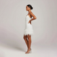Glamorous Fringe Feather Mini Party Dress for Evening Celebrations