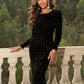 Glamorous Long-Sleeve Sequin Cocktail Dress for Evening Celebrations