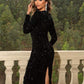 Glamorous Long-Sleeve Sequin Cocktail Dress for Evening Celebrations