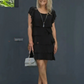Graceful Short-Sleeve Layered Midi Dress for Semi-Formal Events