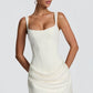 Graceful White Ruched Bodycon Mini Dress