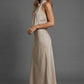 Halter Neck Blouson Satin Midi Occasion Dress