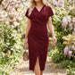 Kimono Sleeve Wrap Midi Dress with Ruched Waist