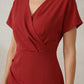 Kimono Sleeve Wrap Midi Dress with Ruched Waist