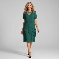 Layered Flutter Sleeve Chiffon Occasion Dress