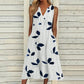 Leaf Print Maxi Dress – Stylish V-Neck Sleeveless Summer Outfit