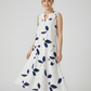 Leaf Print Maxi Dress – Stylish V-Neck Sleeveless Summer Outfit