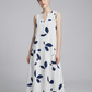 Leaf Print Maxi Dress – Stylish V-Neck Sleeveless Summer Outfit