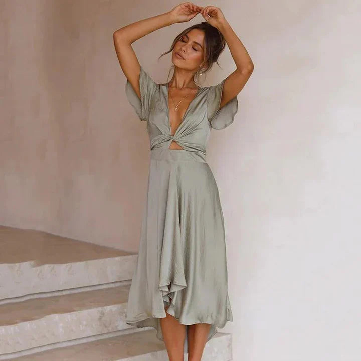 Luna Satin Draped Vintage Cocktail Dress