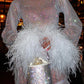 Mayra Shimmer Cocktail Mini Dress Feather Cuffs
